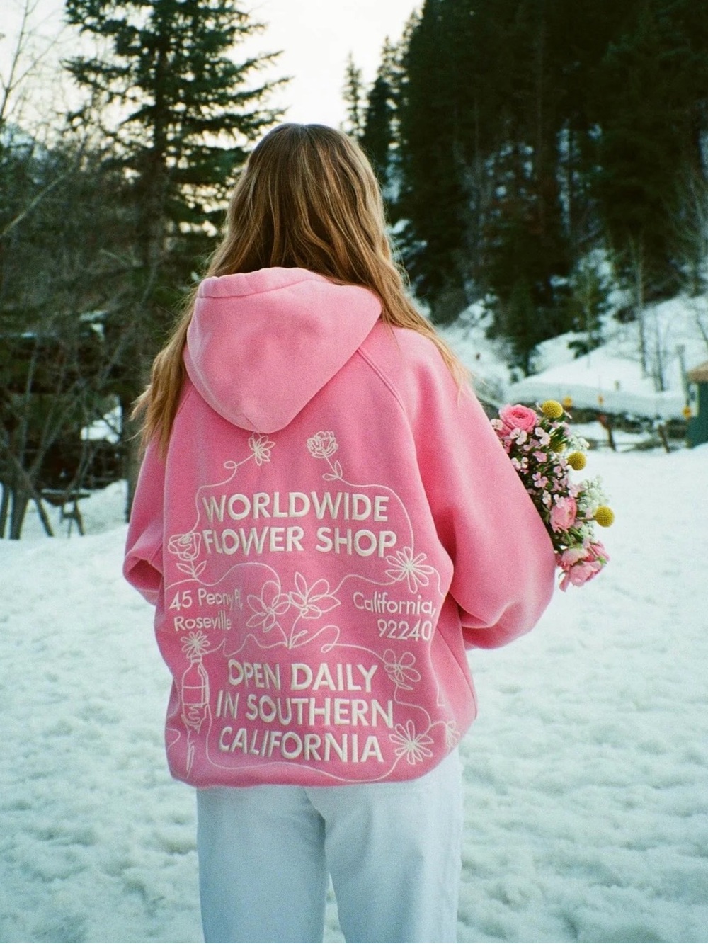 Dandy Worldwide “Flower Shop" Oversized Lux Hoodie in Vintage Washed Pink